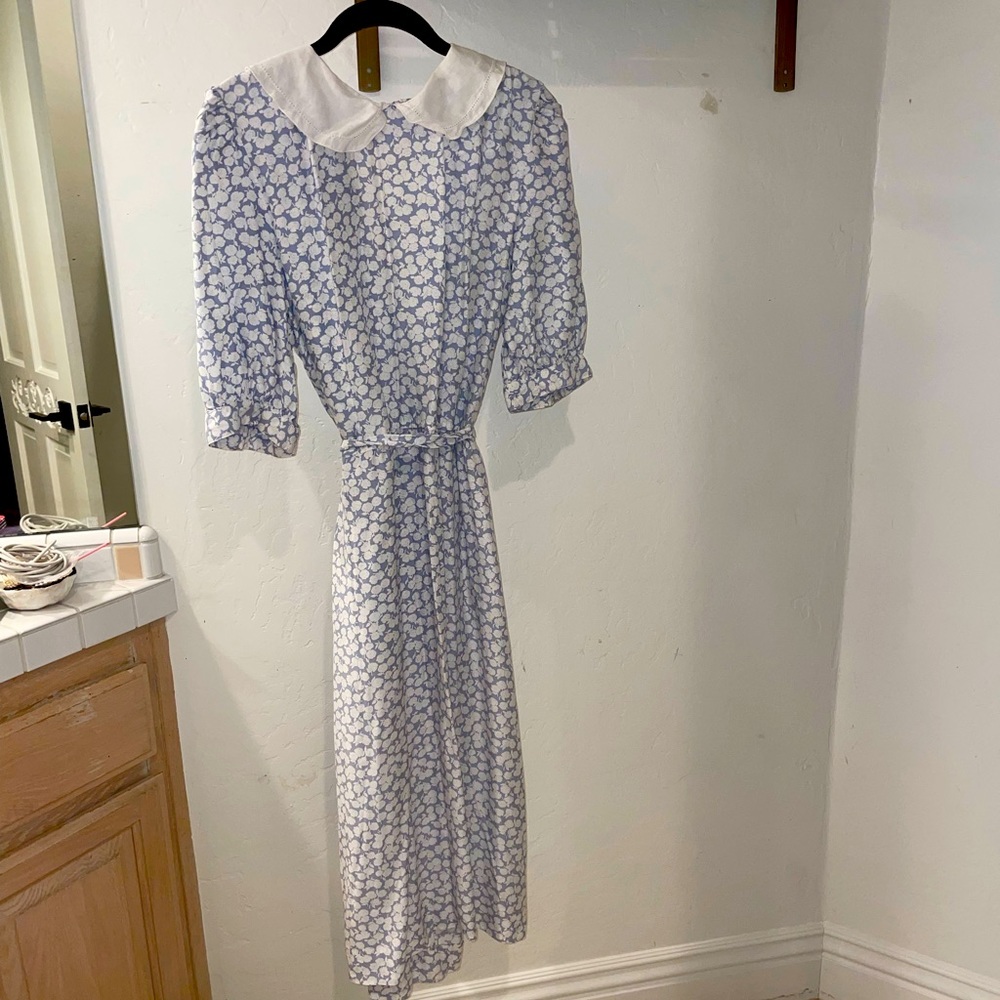 Vintage handmade floral blue dress